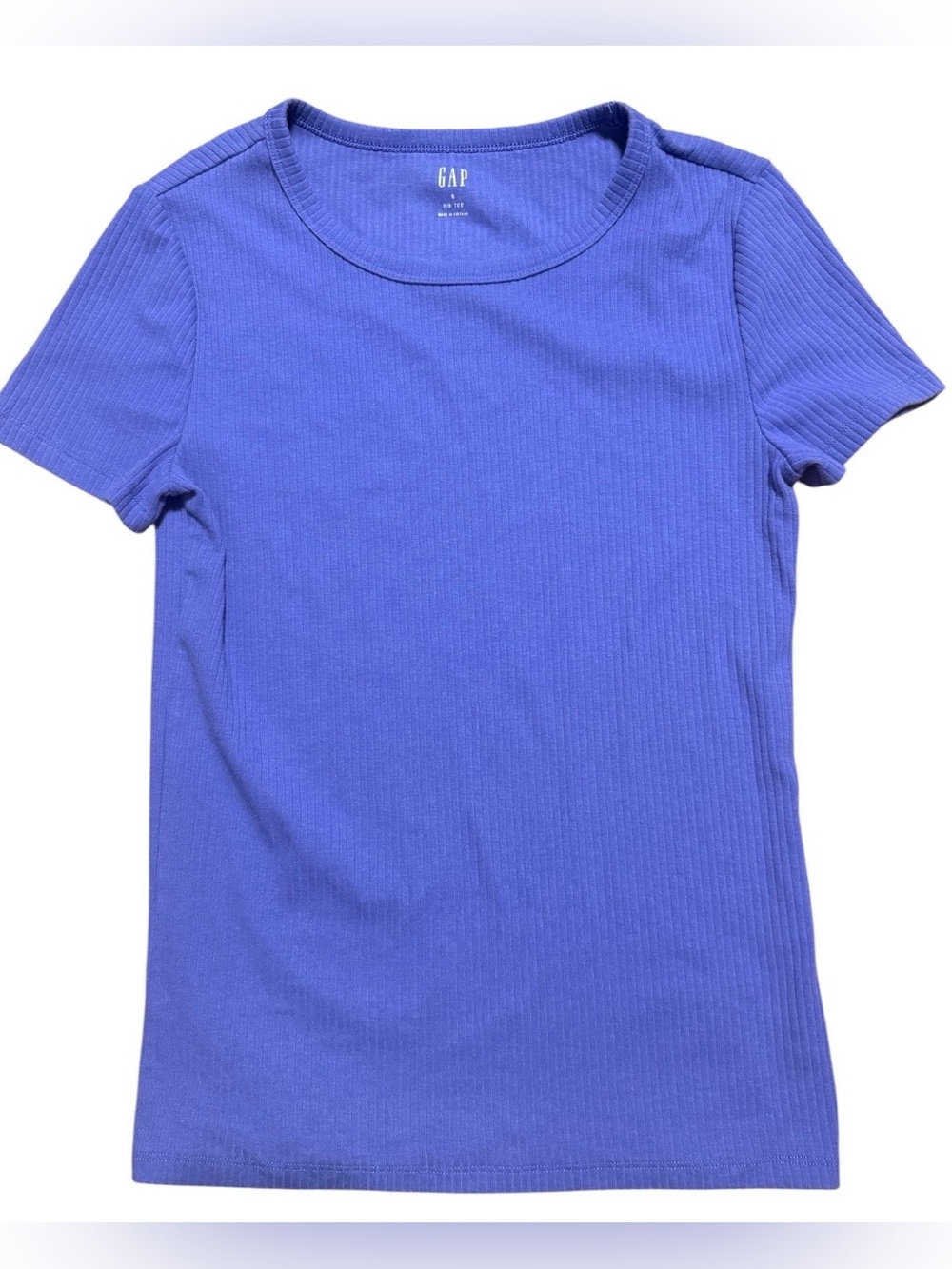 Gap Ribbed Tee Women’s S Blue Purple Fitted Short Sleeve Top